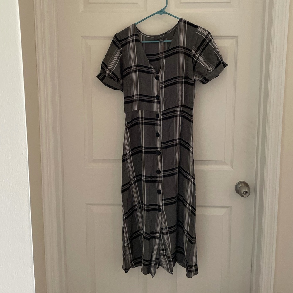 Plaid Midi Button Up Dress
